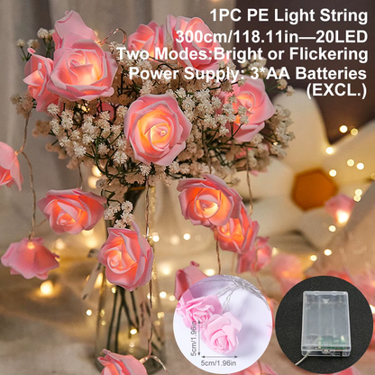 Rose Vine LED String Lights – 6' Botanical Garland