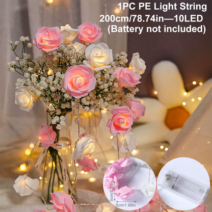 Rose Vine LED String Lights – 6' Botanical Garland